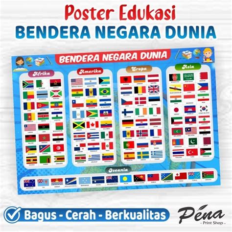 Jual Poster Bendera Negara Dunia Poster Edukasi Anak Bendera Negara