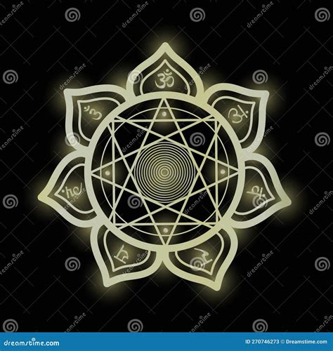 Chakra Mandala With Golden Lines And Sanskrit Symbols Flower Of Life With Seven Chakras Sacred