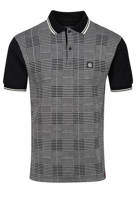 Trojan Records Prince Of Wales Check Mens Short Sleeve Polo Shirt Mono