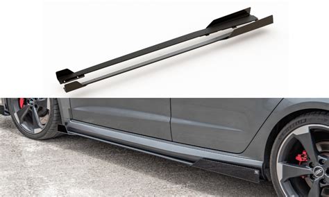 Street Pro Side Skirts Diffusers Flaps Audi Rs V Sportback Black