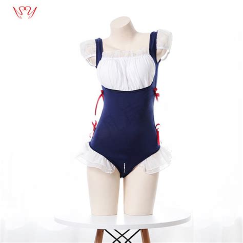 Promo Wanita Lingerie Cosplay Sexy Bikini Open Lace Lingerie Babydoll A Navy Jakarta