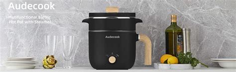 Amazon Audecook Electric Hot Pot With Steamer L Portable Non Stick Mini Rapid Ramen