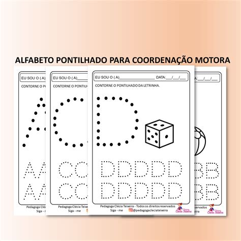 Alfabeto Coordenação Motora Para Imprimir - Alfabeto Pontilhado para Coordenação Motora - Clécia Teixeira