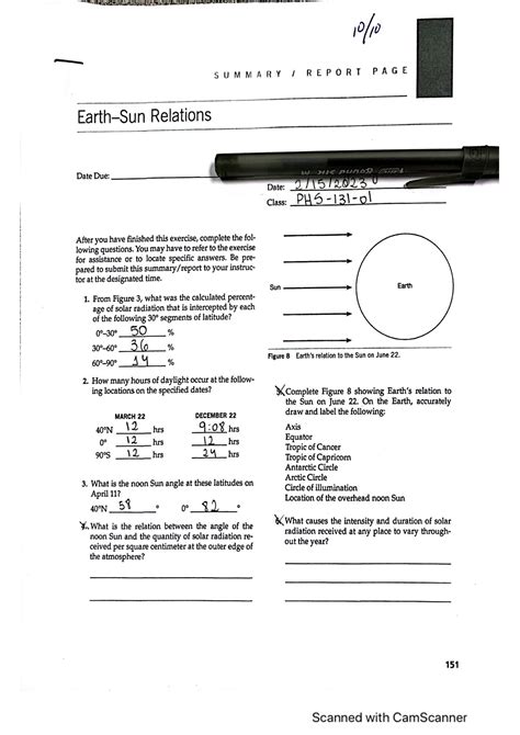 Phsc 131 Earth Sun Relations Summary Report Page Relations Date Due