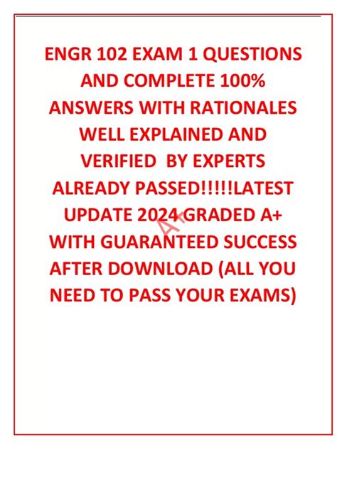 ENGR 102 EXAM 1 QUESTIONS AND COMPLETE 100% ANSWERS WITH RATIONALES