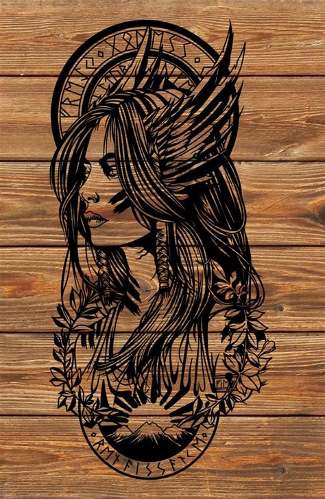 PNG SVG File Viking Warrior Woman Tattoo Stencil for | Etsy Canada