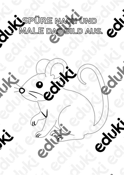 Arbeitsblatt: Spüre nach und male das Bild aus – Maus (Feinmotorik