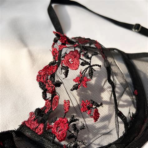 Womens Exotic Embroidered Print Bra And Panty Lingerie Set