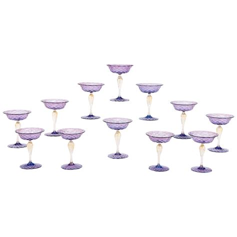 12 Enameled Venetian Wine Glasses By Salviati At 1stdibs