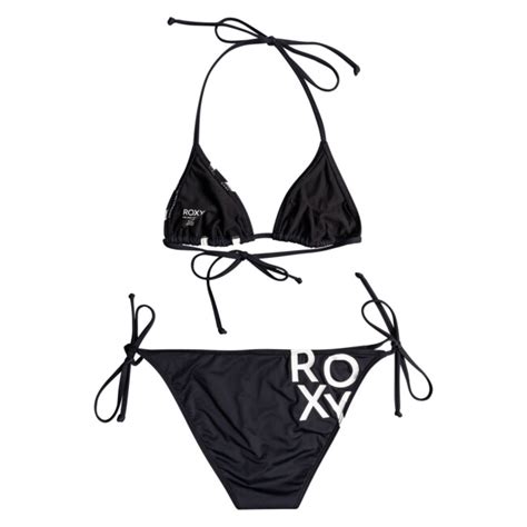 ROXY WOMEN S BEACH CLASSICS TIE SIDE TRIANGLE BIKINI SET peldkostīmi