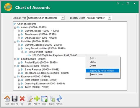 setup  chart  accounts