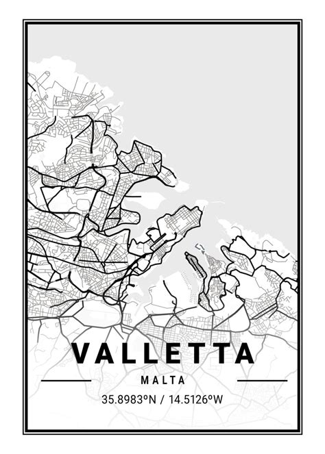 valletta light city map poster picture metal print paint  tien