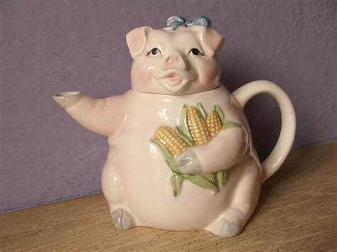 Vintage 1980 S Otagiri Teapot Pink Pig Teapot Country Farm Kitchen