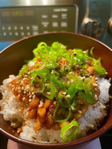 Homemade Green Onion Nattō Rice Dining And Cooking