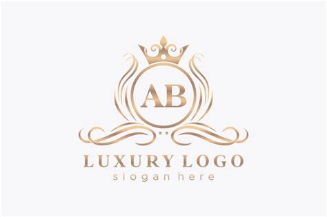 Modelo Inicial De Logotipo De Luxo Real Ab Letter Em Arte Vetorial Para