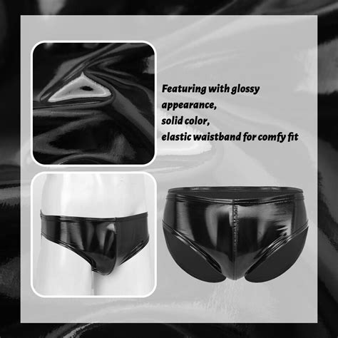 Faux Leather Underwear Men Metallic Briefs Sexy Bikini Trunks Wetlook Underpants EBay