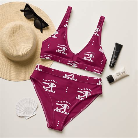 Eye Of Horus High Waisted Bikini In Burgundy Etsy