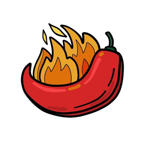 Premium Vector Hot Chili Pepper Vector Illustration Spicy Red Chili Pepper Drawing Hot Pepper