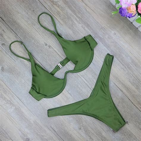 Customizable Mature Woman Sexy Two Pieces Swimsuit Solid Color Bikini Swimwear Bathing Suits