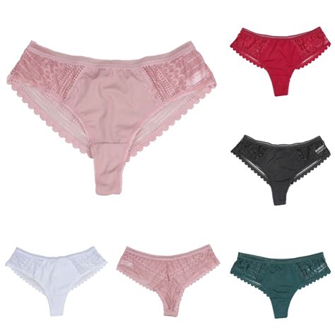 2024 Women French Panties Lace Patchwork Bikini Briefs Solid Color G String Sleepwear Sexy