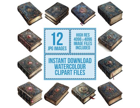 Gothic Spell Book Clipart 12 High Quality S Watercolor Enchanted