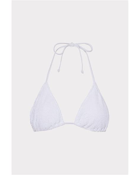 MILLY Textured Triangle Bikini Top In White Lyst