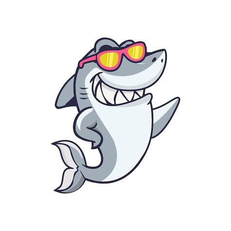 Personnage De Mascotte De Dessin Anim De Requin Souriant Avec