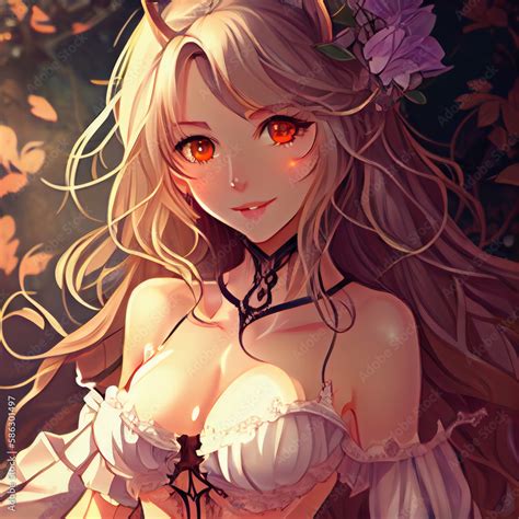 Beautiful Anime Girl In Lingerie Beautiful Eyes And Face Stock Illustration Adobe Stock