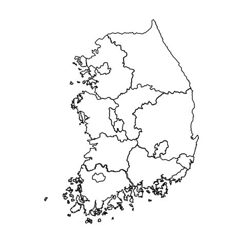 Outline Sketch Map of South Korea With States and Cities 25844773