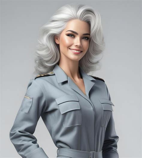 Premium Photo Portrait Of A Beautiful Blonde Woman In Military Uniform Gray Background