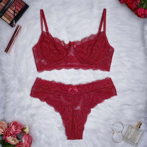 Conjunto Lingerie Renda Sutiã Aro Sem Bojo Forro Calcinha Elástico Mirela Shopee