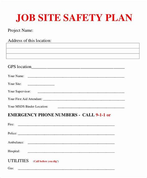 Printable Safety Plan Template For Students