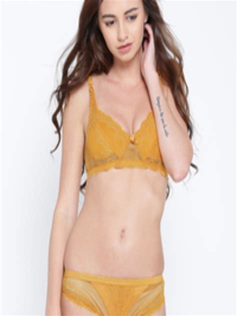 Buy Prestitia Mustard Yellow Lace Lingerie Set Lingerie Set For