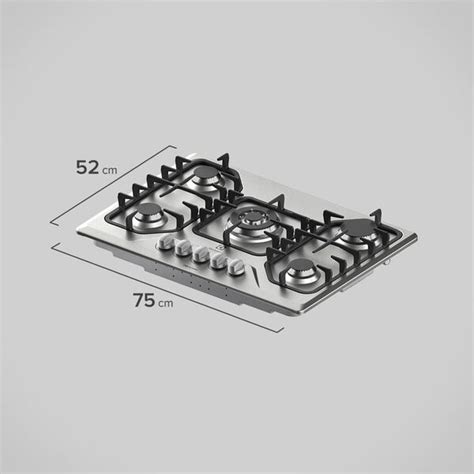 Cooktop 5 Bocas Electrolux A Gás Inox Com Tripla Chama E Grades Ferro