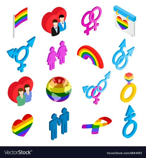 Gay Pride Isometric 3d Icons Royalty Free Vector Image