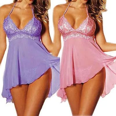 Lingerie Sexy Vestido De Renda Feminina G String Roupa Interior Pijamas Babydoll Camisola Mais