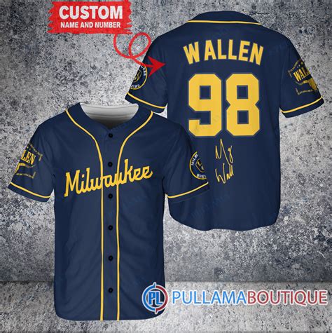 Morgan Wallen Brewers Jersey Exclusive Fan Gear Navy NKL0512 Pullama