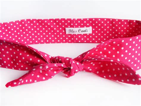 Hot Pink Polka Dot Headband Bow Fabric Headband Cotton Etsy