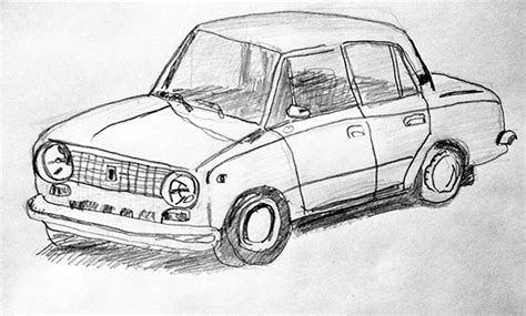 Карандашные наброски машин