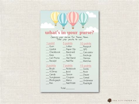 Hot Air Balloon Baby Shower Games Balloon Baby Shower Games Etsy