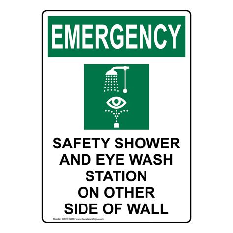 OSHA Safety Shower And Eye Wash Station Sign With Symbol OEE-30867