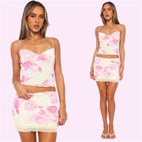 Mesh Mini Skirt Set In Pink Lemonade Beach Babe Bikini