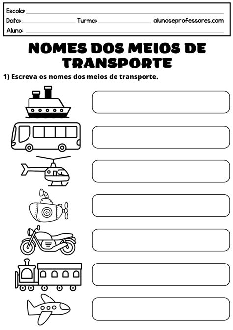 Atividades Sobre Meios De Transporte Para Imprimir Alunos E Professores