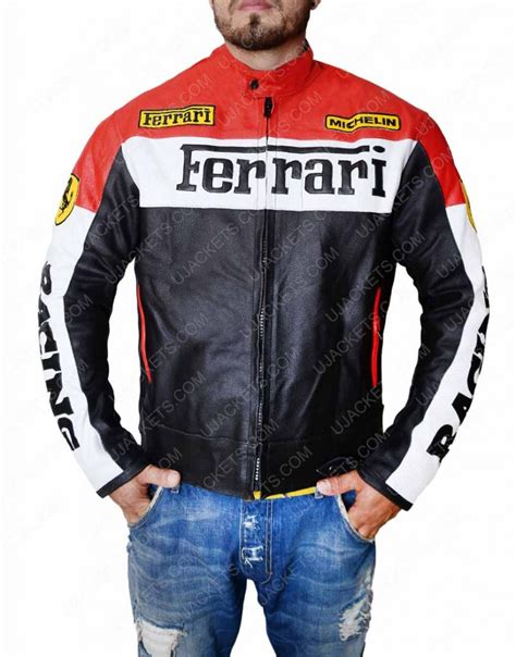 Ferrari Biker Jacket Red And Black Motorcycle Leather Jacket