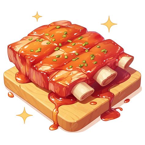 Premium Vector | Tangy Barbecue Ribs Smoky Flavor Cartoon Style