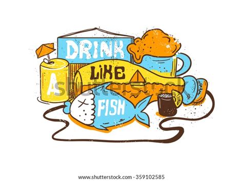 Illustration Drink Like Fish Vector Editorial Stock Vector Royalty