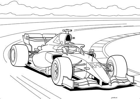 Formel 1 auf einer Rennstrecke - Ausmalbilder von Formel 1 zum Ausmalen
