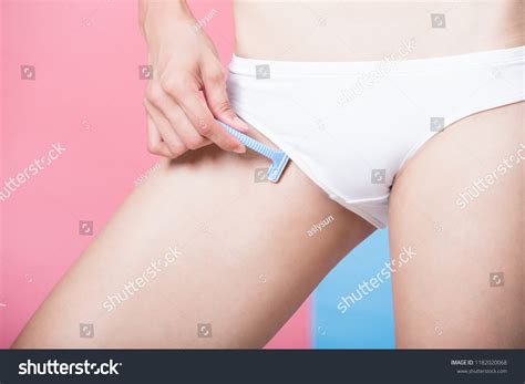 Woman Shave Her Bikini Line On Stock Photo Edit Now 1182020068 Shutterstock