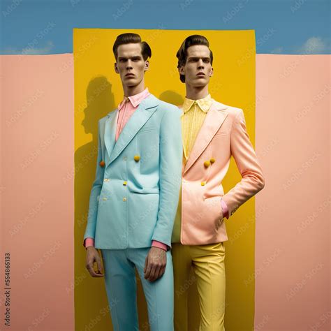 Fashionable Modern Gay Couple In Love Supermodels The Old Fashioned Retro Way Of Loving Love