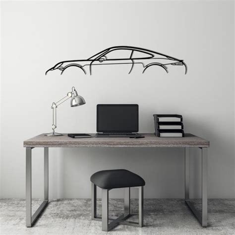 Porsche Turbo S Silhouette Metaal Kunst Wanddecoratie Man